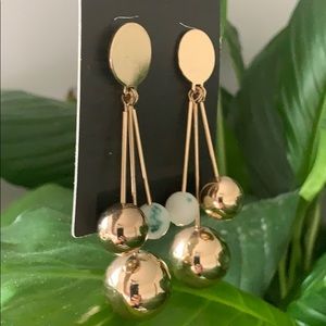 Mango earrings gold white and green